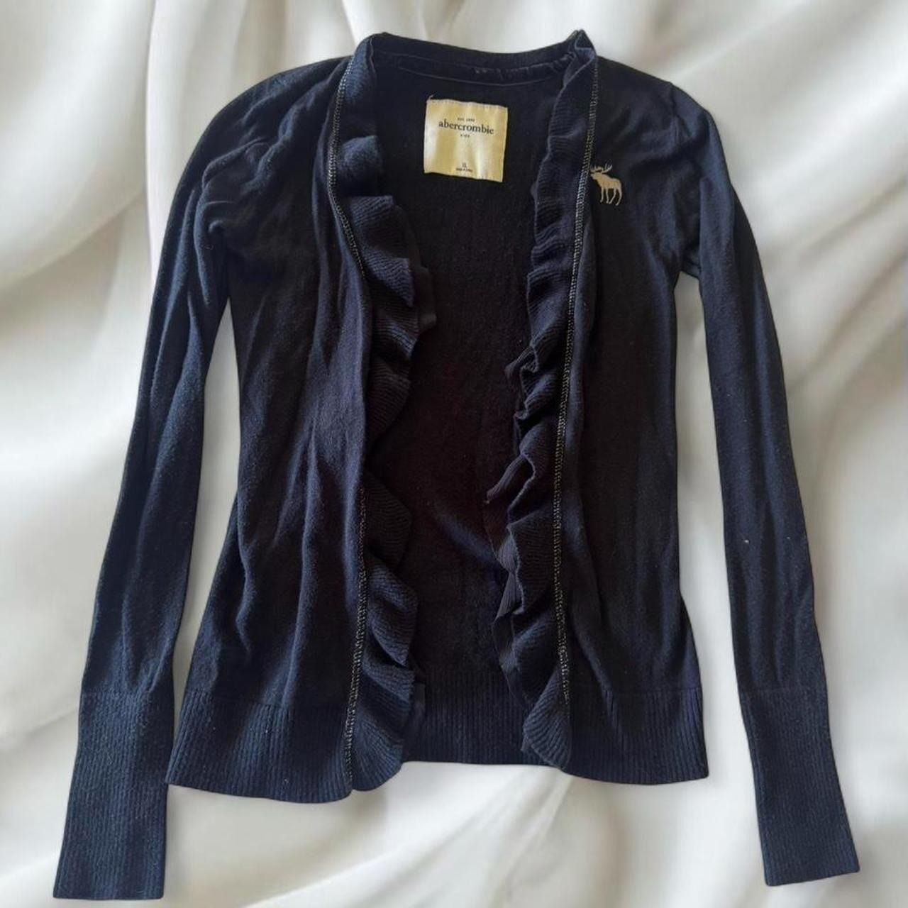 Y2k Abercrombie  Fitch Babydoll Navy Ruffle Cardigan